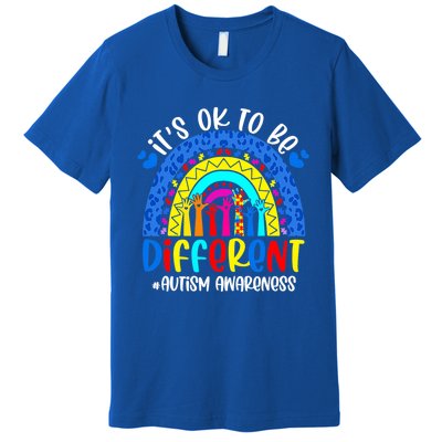 Autism Awareness ItS Ok To Be Different Leopard Rainbow Meaningful Gift Premium T-Shirt