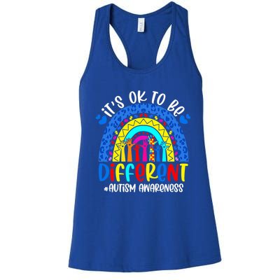 Autism Awareness ItS Ok To Be Different Leopard Rainbow Meaningful Gift Women's Racerback Tank