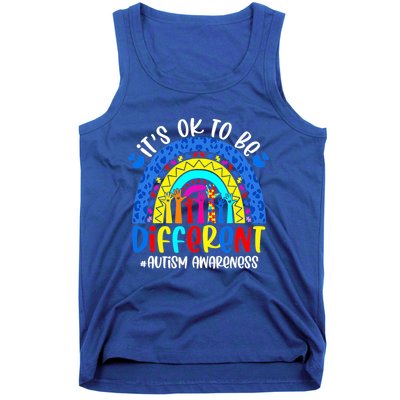 Autism Awareness ItS Ok To Be Different Leopard Rainbow Meaningful Gift Tank Top