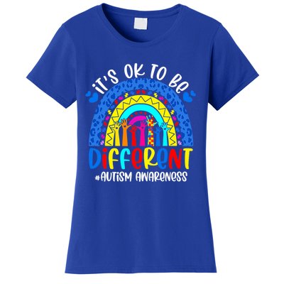 Autism Awareness ItS Ok To Be Different Leopard Rainbow Meaningful Gift Women's T-Shirt