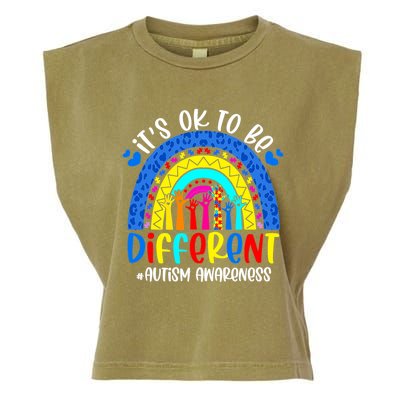 Autism Awareness ItS Ok To Be Different Leopard Rainbow Meaningful Gift Garment-Dyed Women's Muscle Tee