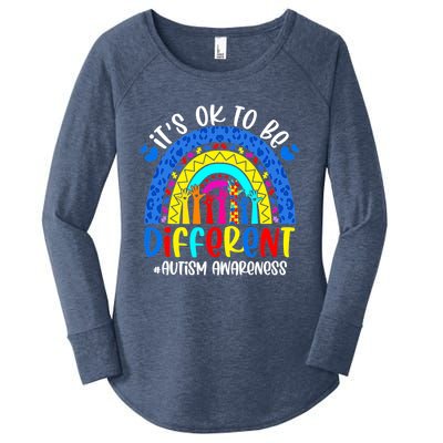 Autism Awareness ItS Ok To Be Different Leopard Rainbow Meaningful Gift Women's Perfect Tri Tunic Long Sleeve Shirt