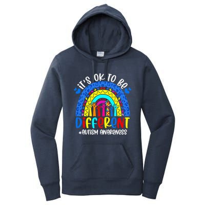 Autism Awareness ItS Ok To Be Different Leopard Rainbow Meaningful Gift Women's Pullover Hoodie