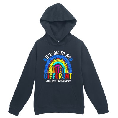 Autism Awareness ItS Ok To Be Different Leopard Rainbow Meaningful Gift Urban Pullover Hoodie