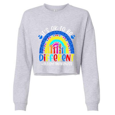 Autism Awareness ItS Ok To Be Different Leopard Rainbow Meaningful Gift Cropped Pullover Crew