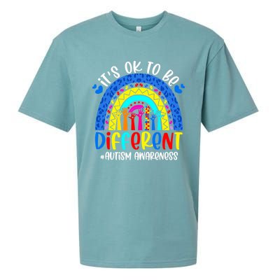 Autism Awareness ItS Ok To Be Different Leopard Rainbow Meaningful Gift Sueded Cloud Jersey T-Shirt