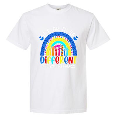 Autism Awareness ItS Ok To Be Different Leopard Rainbow Meaningful Gift Garment-Dyed Heavyweight T-Shirt