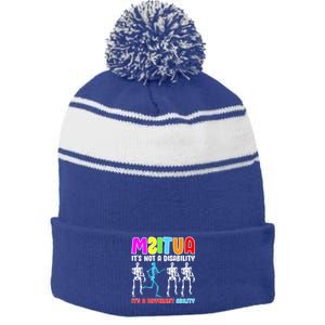 Autism Awareness It's Not A Disability It's An Ability Awareness Stripe Pom Pom Beanie