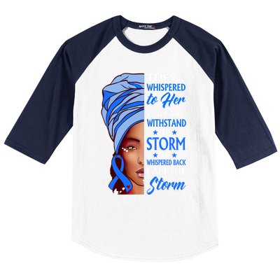 African Afro I Am The Storm Colon Cancer Awareness Cute Gift Baseball Sleeve Shirt