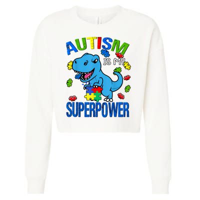 Autism Awareness Is My Superpower  Cropped Pullover Crew