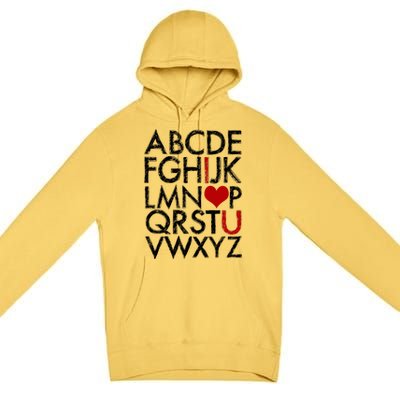 Alphabet ABC I Love You Valentines Day Premium Pullover Hoodie