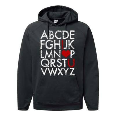 Alphabet ABC I Love You Valentines Day Performance Fleece Hoodie