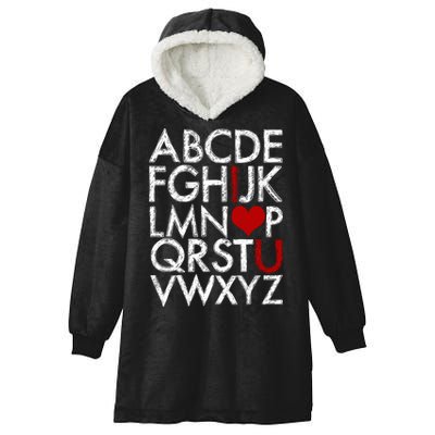 Alphabet ABC I Love You Valentines Day Hooded Wearable Blanket