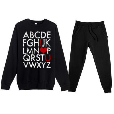 Alphabet ABC I Love You Valentines Day Premium Crewneck Sweatsuit Set