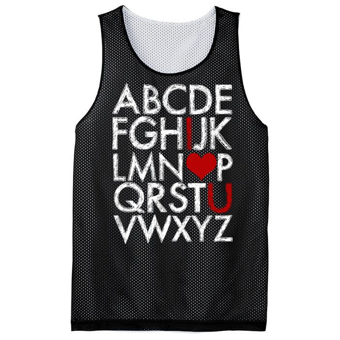 Alphabet ABC I Love You Valentines Day Mesh Reversible Basketball Jersey Tank