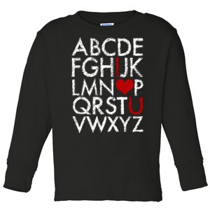 Alphabet ABC I Love You Valentines Day Toddler Long Sleeve Shirt