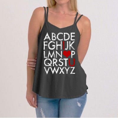 Alphabet ABC I Love You Valentines Day Women's Strappy Tank