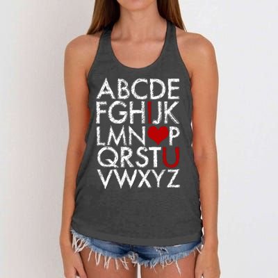 Alphabet ABC I Love You Valentines Day Women's Knotted Racerback Tank