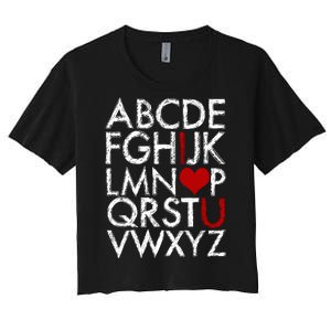 Alphabet ABC I Love You Valentines Day Women's Crop Top Tee