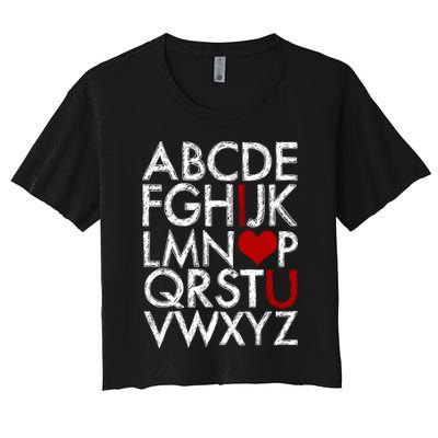 Alphabet ABC I Love You Valentines Day Crop Top