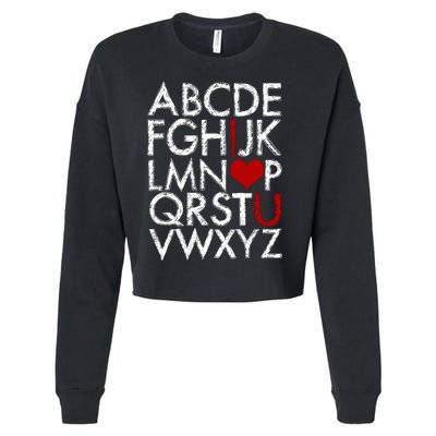 Alphabet ABC I Love You Valentines Day Cropped Pullover Crew