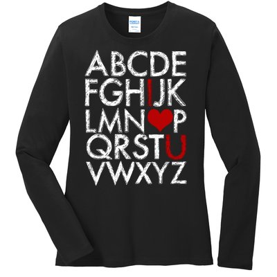 Alphabet ABC I Love You Valentines Day Ladies Long Sleeve Shirt