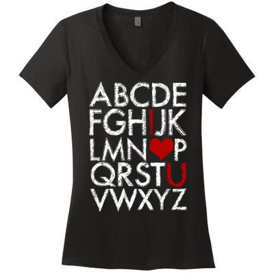 Alphabet ABC I Love You Valentines Day Women's V-Neck T-Shirt