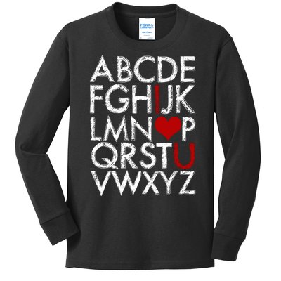 Alphabet ABC I Love You Valentines Day Kids Long Sleeve Shirt