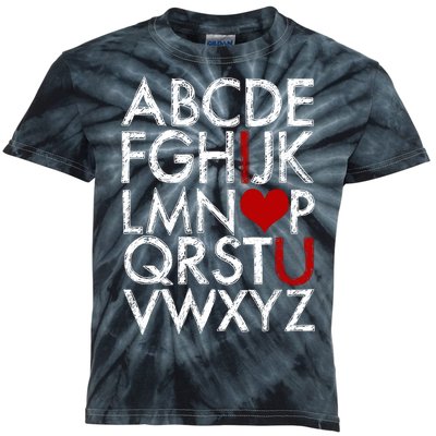 Alphabet ABC I Love You Valentines Day Kids Tie-Dye T-Shirt