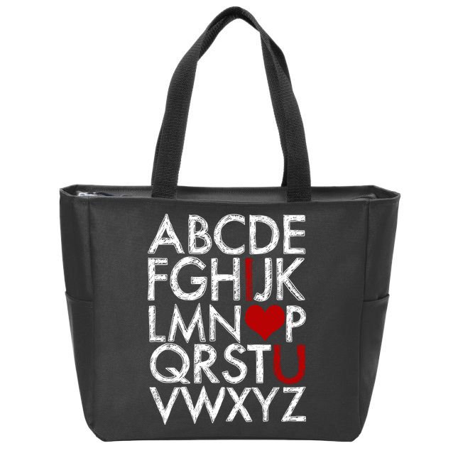 Alphabet ABC I Love You Valentines Day Zip Tote Bag