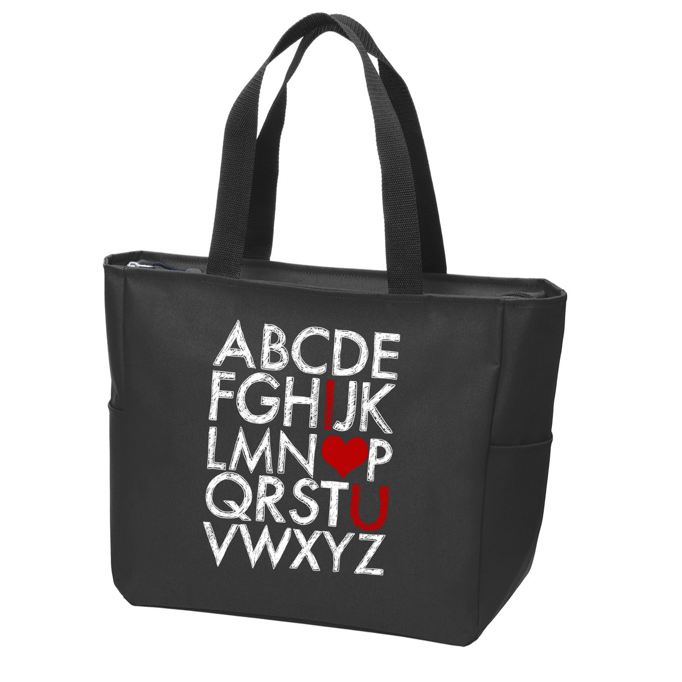 Alphabet ABC I Love You Valentines Day Zip Tote Bag
