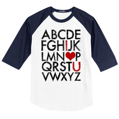 Alphabet ABC I Love You Valentines Day Baseball Sleeve Shirt