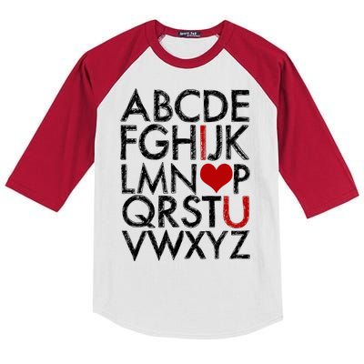 Alphabet ABC I Love You Valentines Day Kids Colorblock Raglan Jersey