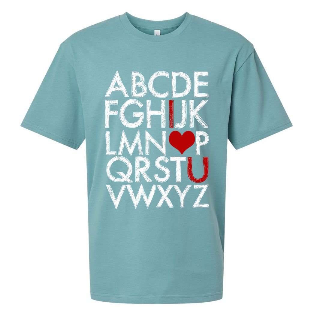 Alphabet ABC I Love You Valentines Day Sueded Cloud Jersey T-Shirt