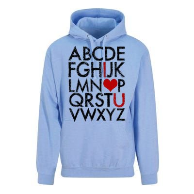 Alphabet ABC I Love You Valentines Day Unisex Surf Hoodie