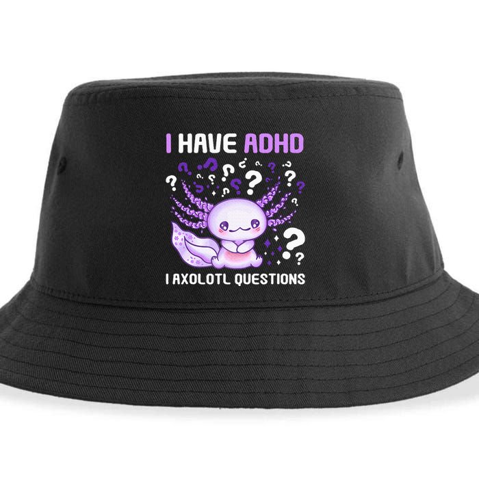 Adhd Awareness I Axolotol Questions Sustainable Bucket Hat