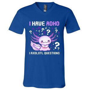 Adhd Awareness I Axolotol Questions V-Neck T-Shirt