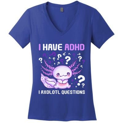Adhd Awareness I Axolotol Questions Women's V-Neck T-Shirt