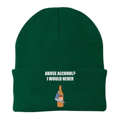 Abuse Alcohol I Would Never Knit Cap Winter Beanie