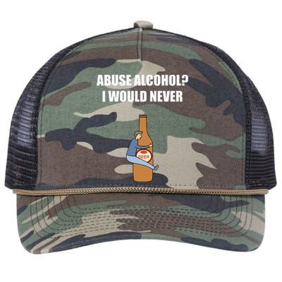 Abuse Alcohol I Would Never Retro Rope Trucker Hat Cap