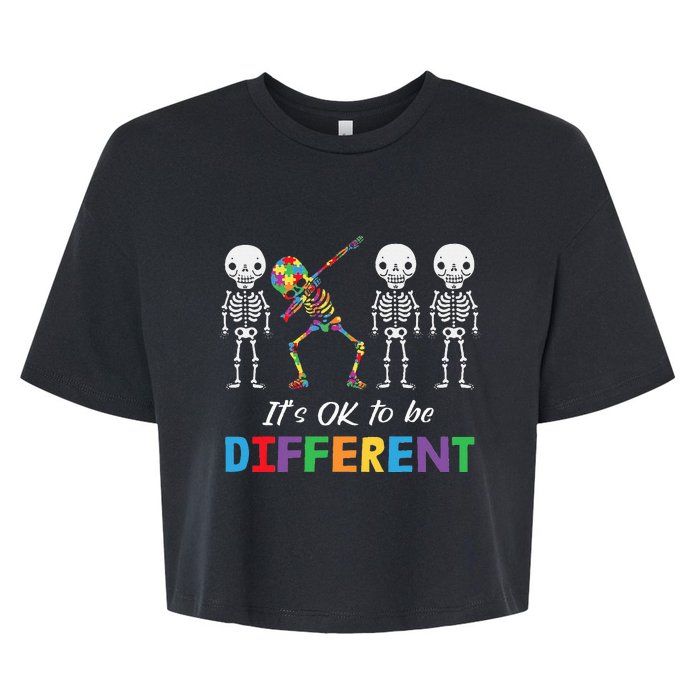 Autism Awareness  Its Ok To Be Different Bella+Canvas Jersey Crop Tee