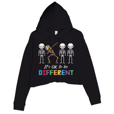 Autism Awareness  Its Ok To Be Different Crop Fleece Hoodie