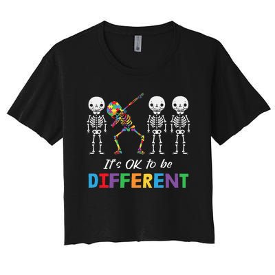 Autism Awareness  Its Ok To Be Different Women's Crop Top Tee