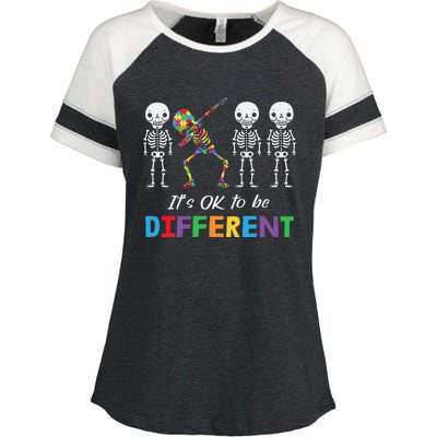 Autism Awareness  Its Ok To Be Different Enza Ladies Jersey Colorblock Tee