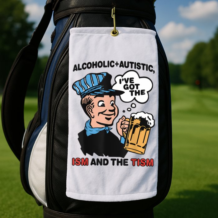Alcoholic + Autistic IVe Got The Ism And The Tism Funny Golf Towel