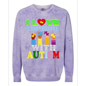 Autism Awareness I Love Someone With Autism Gift Colorblast Crewneck Sweatshirt