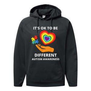 autism awareness its ok to be different Performance Fleece Hoodie