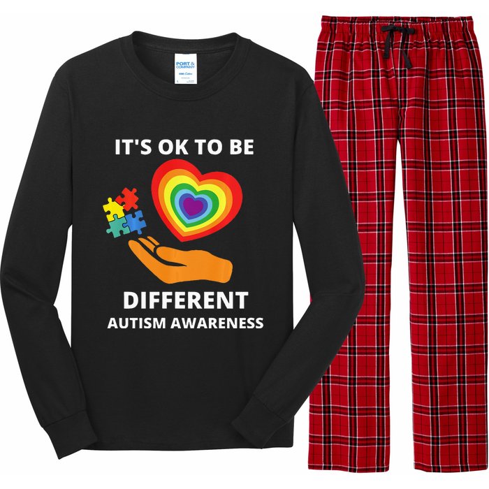 autism awareness its ok to be different Long Sleeve Pajama Set