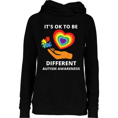 autism awareness its ok to be different Womens Funnel Neck Pullover Hood