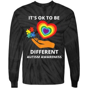 autism awareness its ok to be different Tie-Dye Long Sleeve Shirt